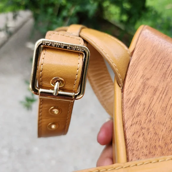 Tory BurchTory Burch Brown Leather Almita Wedge Sandals size 6 1/2 - Picture 2 of 11